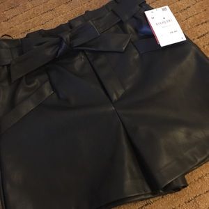 High waist faux leather shorts